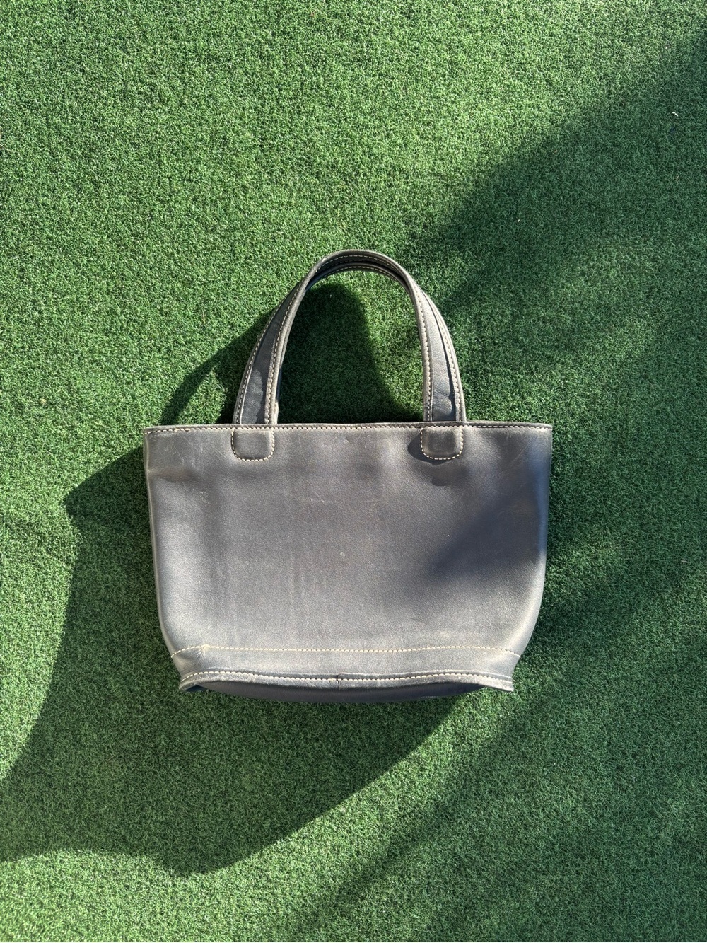 Coach Black Leather Small Tote with Dual Top Handles